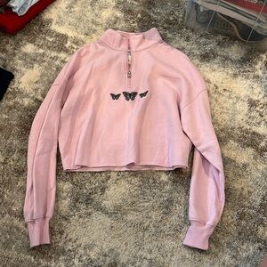 Hollister large cropped quarter zip sweatshirt